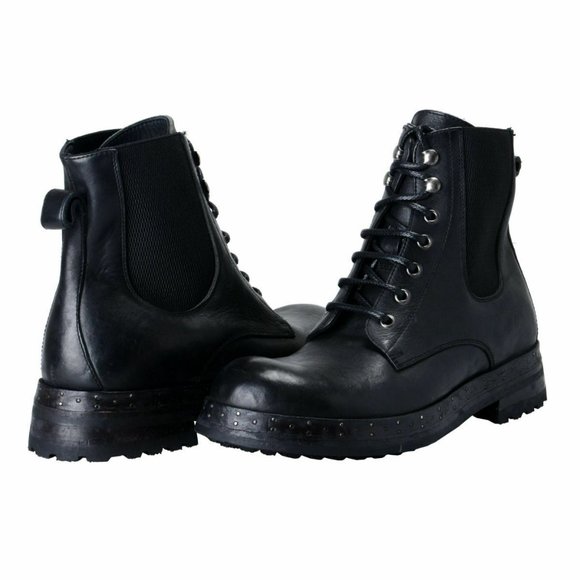 Dolce & Gabbana Men\'s Black Leather Military Boots